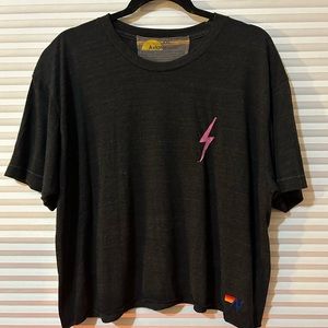 Black Aviator Nation cropped bolt tee